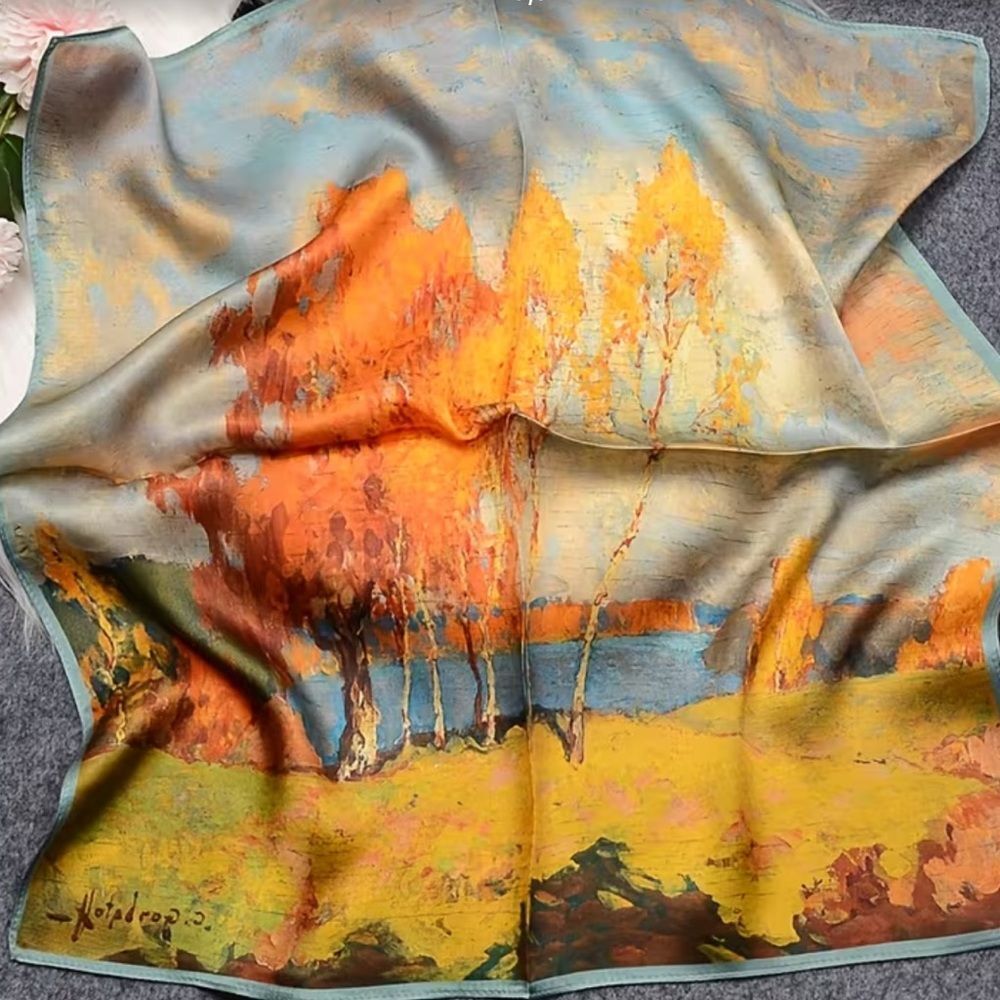 Burch tree forest scarf Elegant Multicolor Silky polyester Scarf